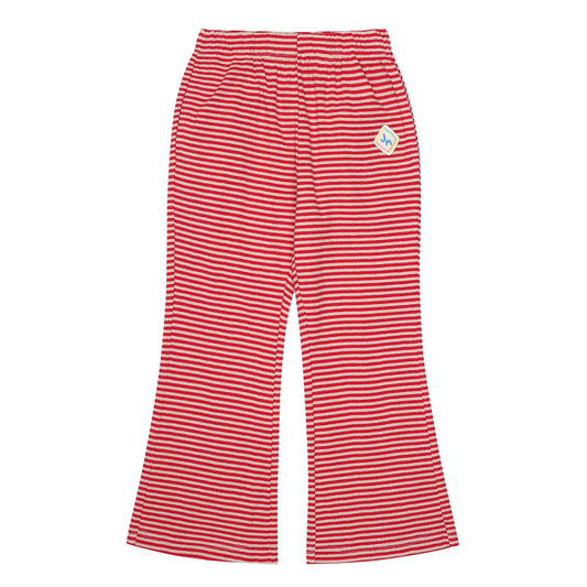 儿童红色条纹棉长裤