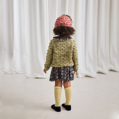 儿童绿色爆米花羊毛毛衣