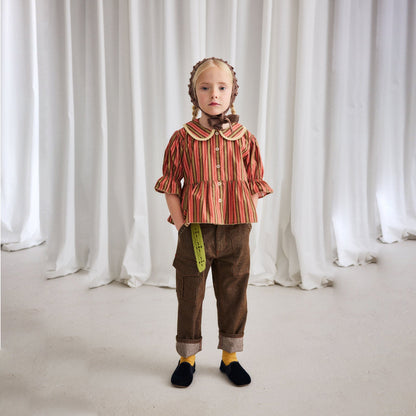 女童棕色爆米花羊毛头巾