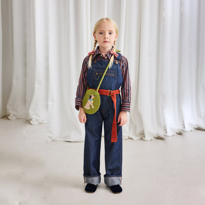 儿童绿色小狗羊毛针织包