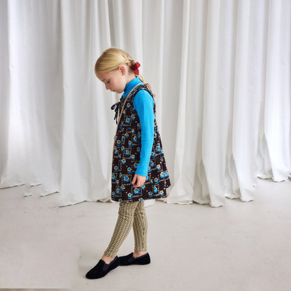 女童深棕色印花棉连衣裙