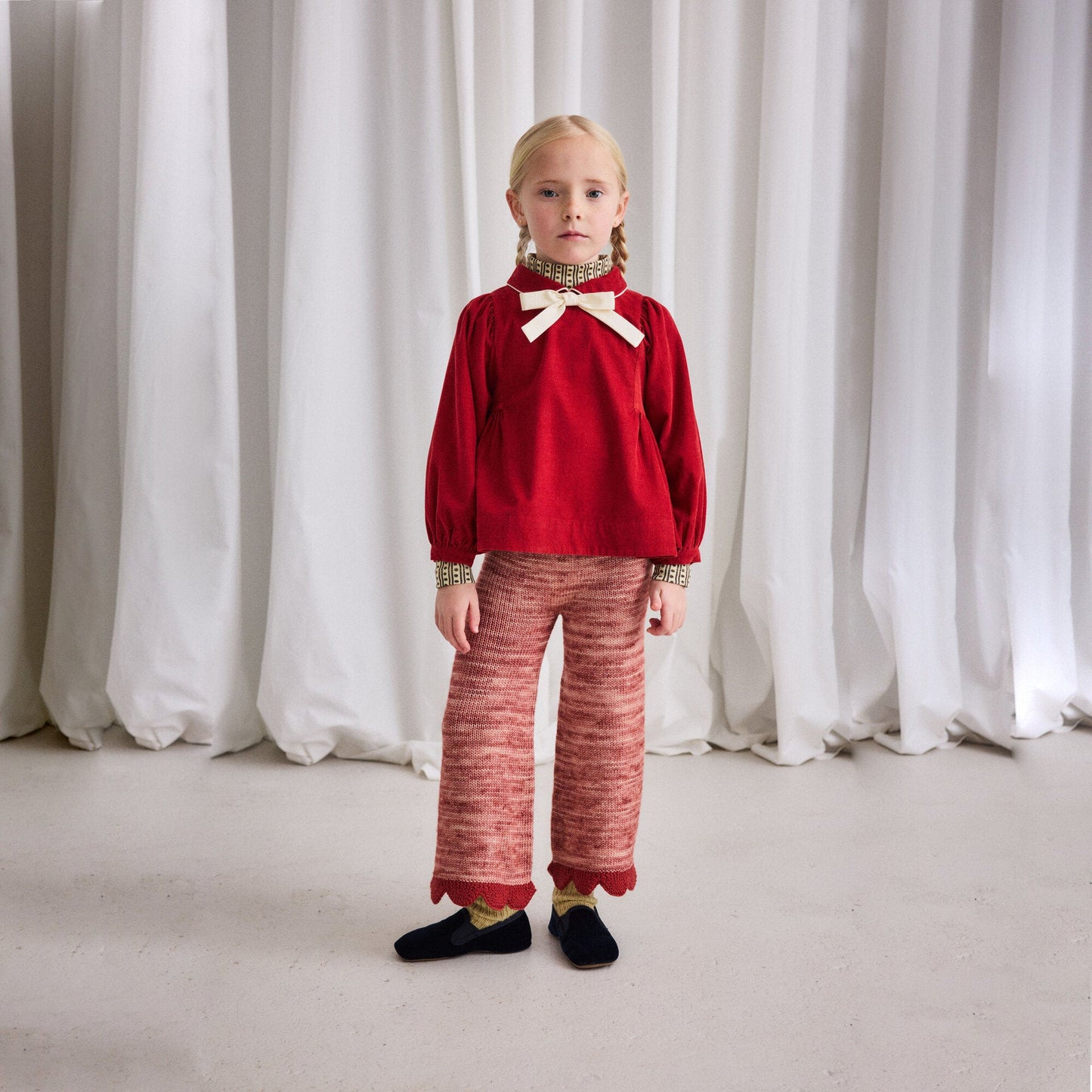 女童红色灯芯绒衬衫