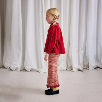 女童红色灯芯绒衬衫