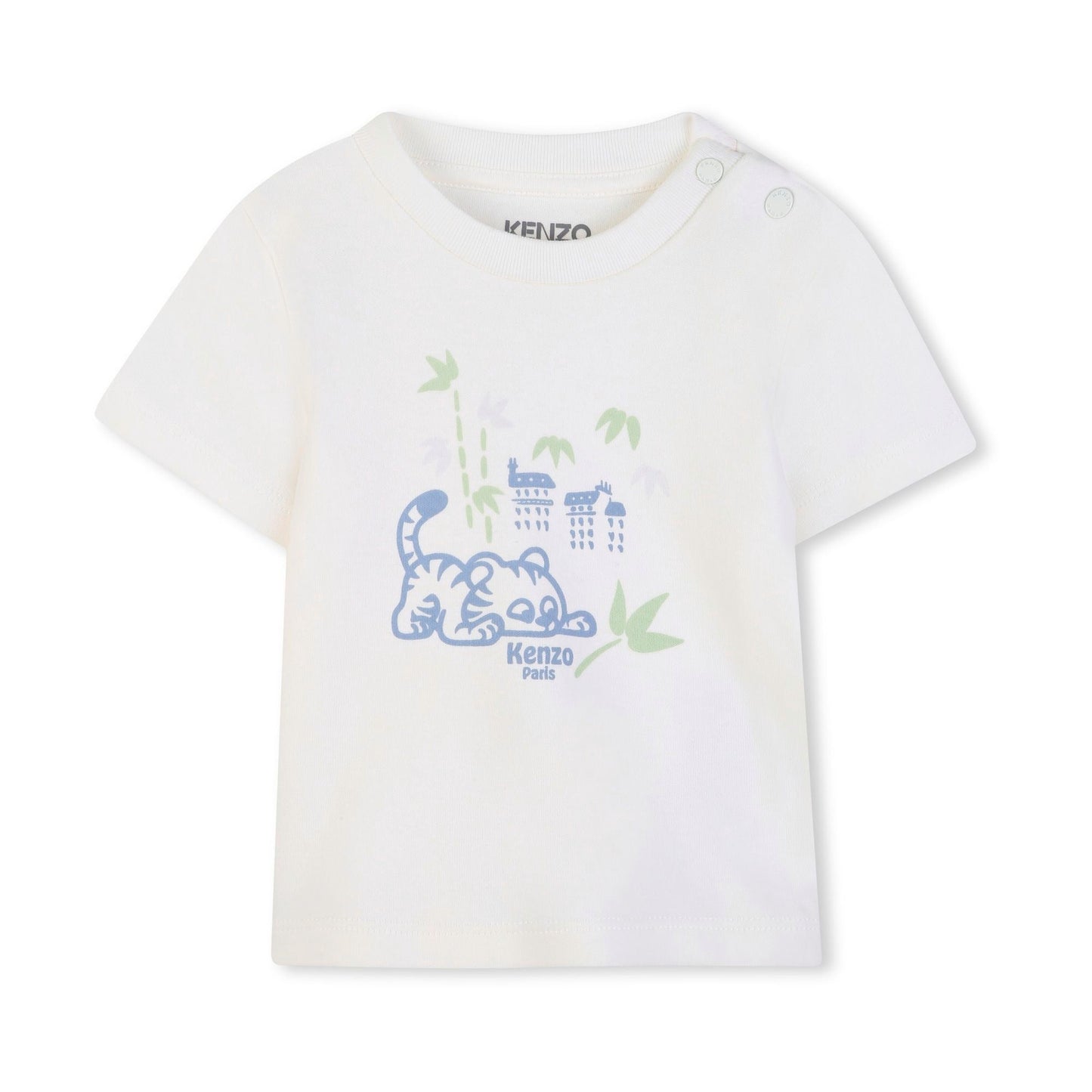 男婴白色&浅蓝色印花棉套装