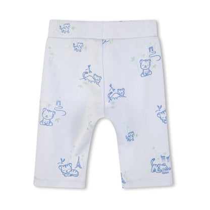 男婴白色&浅蓝色印花棉套装