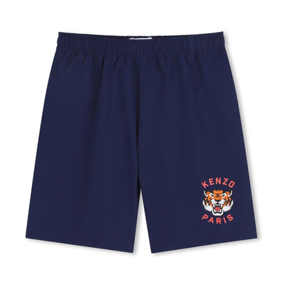 男童蓝色虎头印花泳裤