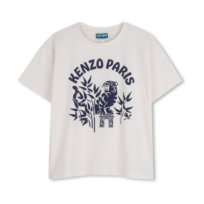 儿童白色印花棉T恤