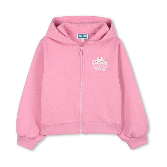 女童粉色连帽棉拉链上衣