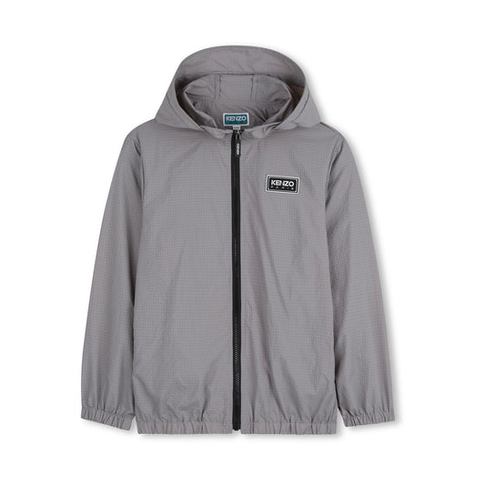 男童灰色格子连帽夹克