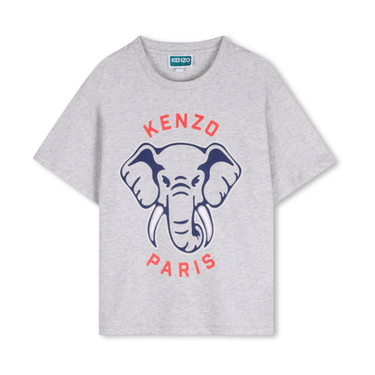 儿童灰色大象印花棉T恤