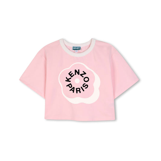 女童浅粉色Logo棉T恤