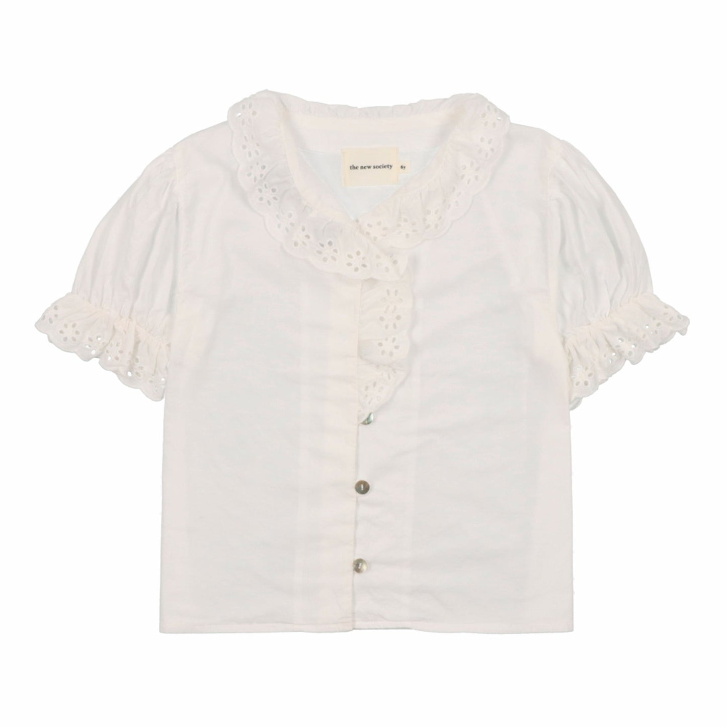 女童白色刺绣棉衬衫