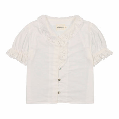 女童白色刺绣棉衬衫