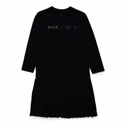 女童黑色Logo棉连衣裙