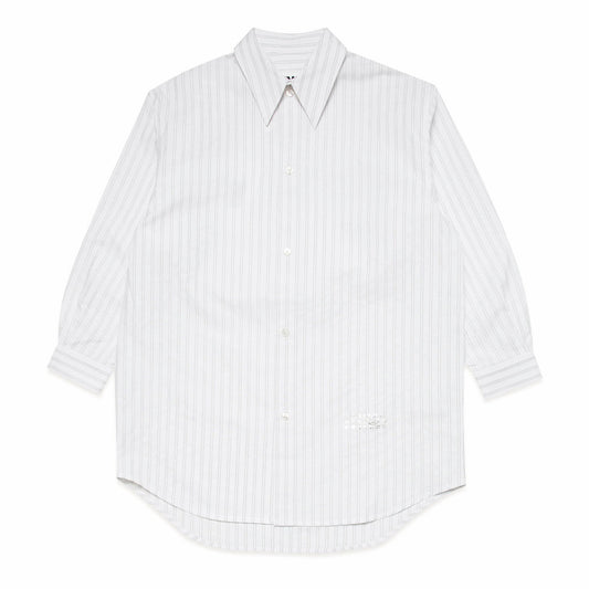 女童白色条纹棉连衣裙