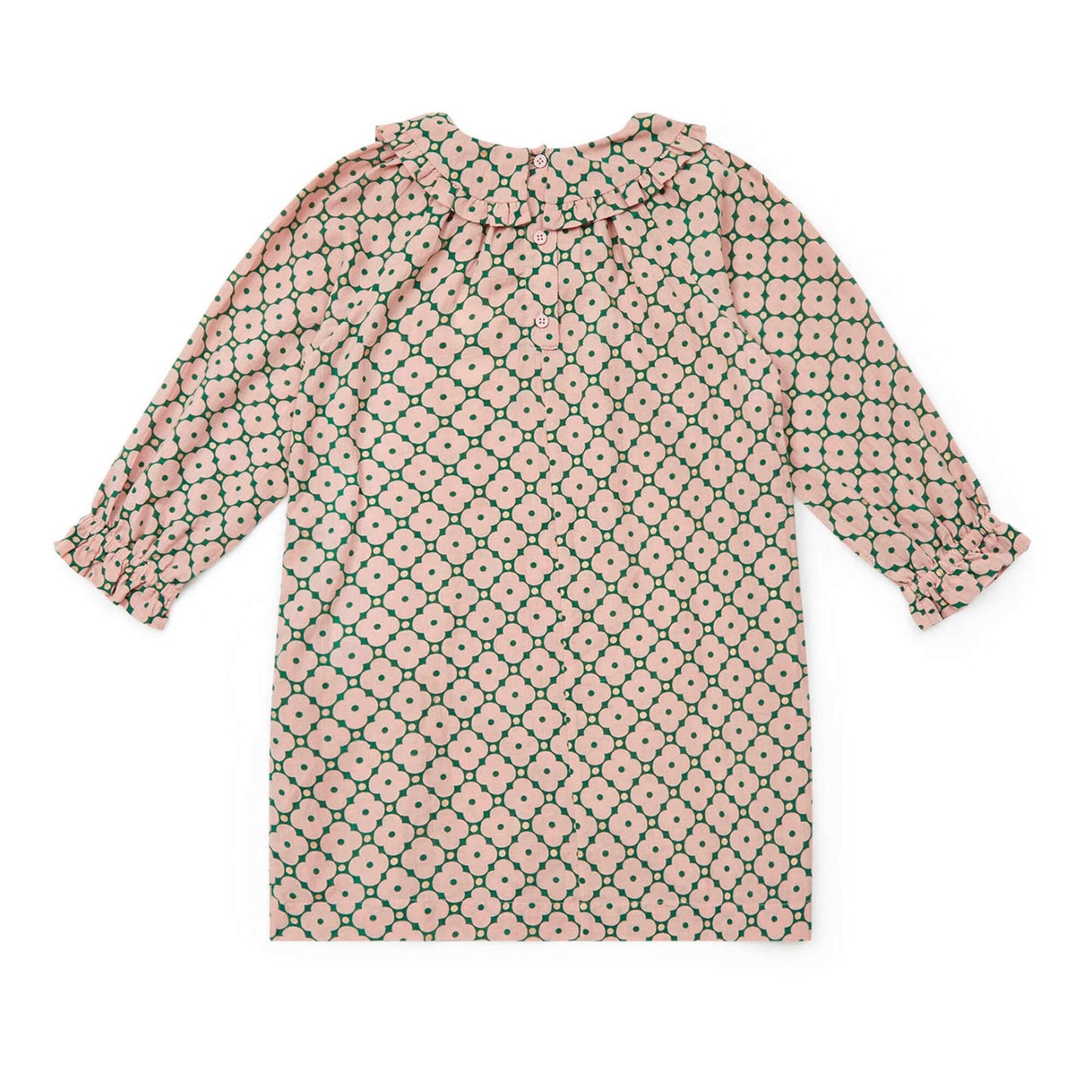 女童粉色花朵棉连衣裙