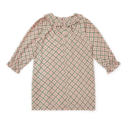 女童粉色花朵棉连衣裙