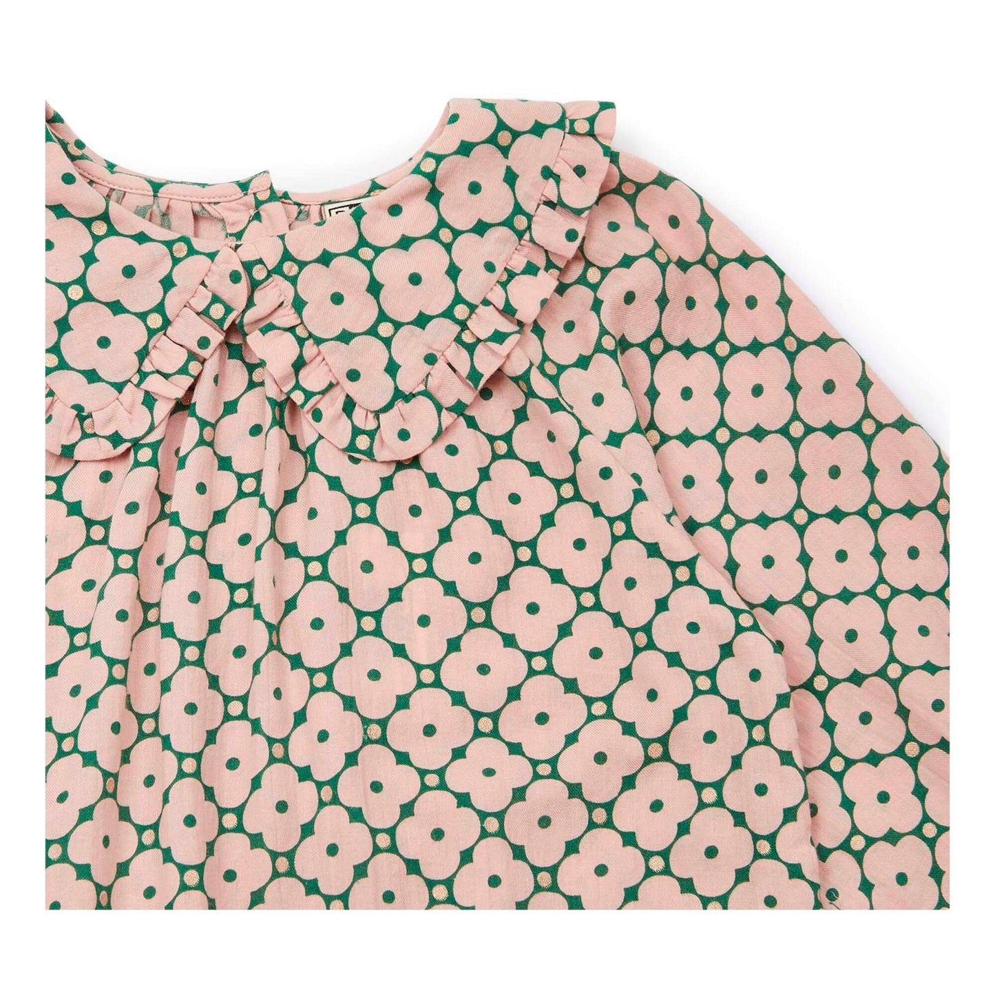 女童粉色花朵棉连衣裙