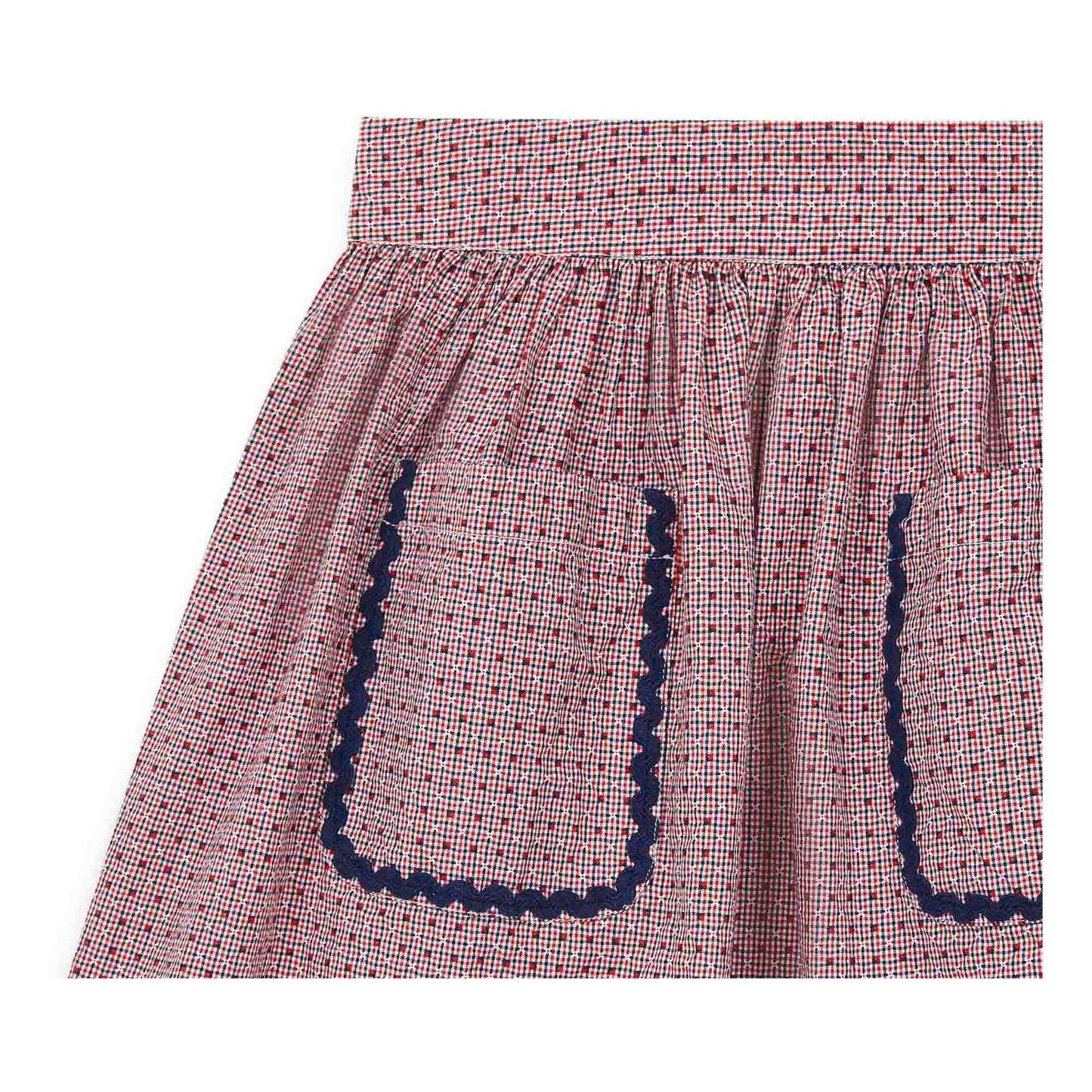 女童粉色格子棉短裙