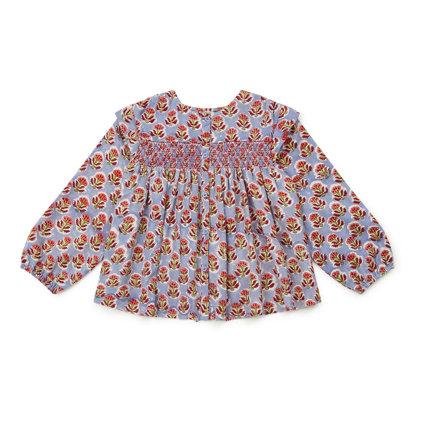 女童紫色花朵棉衬衫