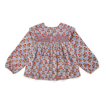 女童紫色花朵棉衬衫