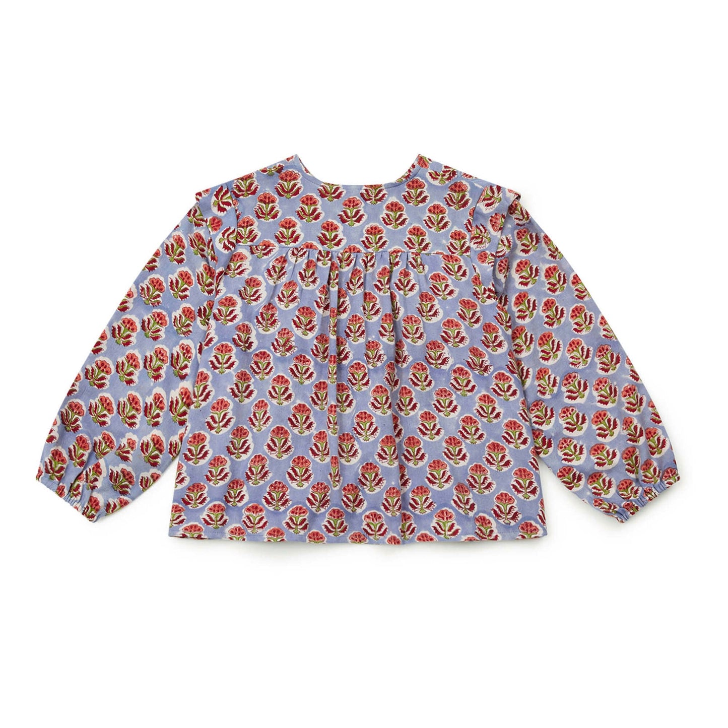 女童紫色花朵棉衬衫