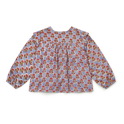 女童紫色花朵棉衬衫