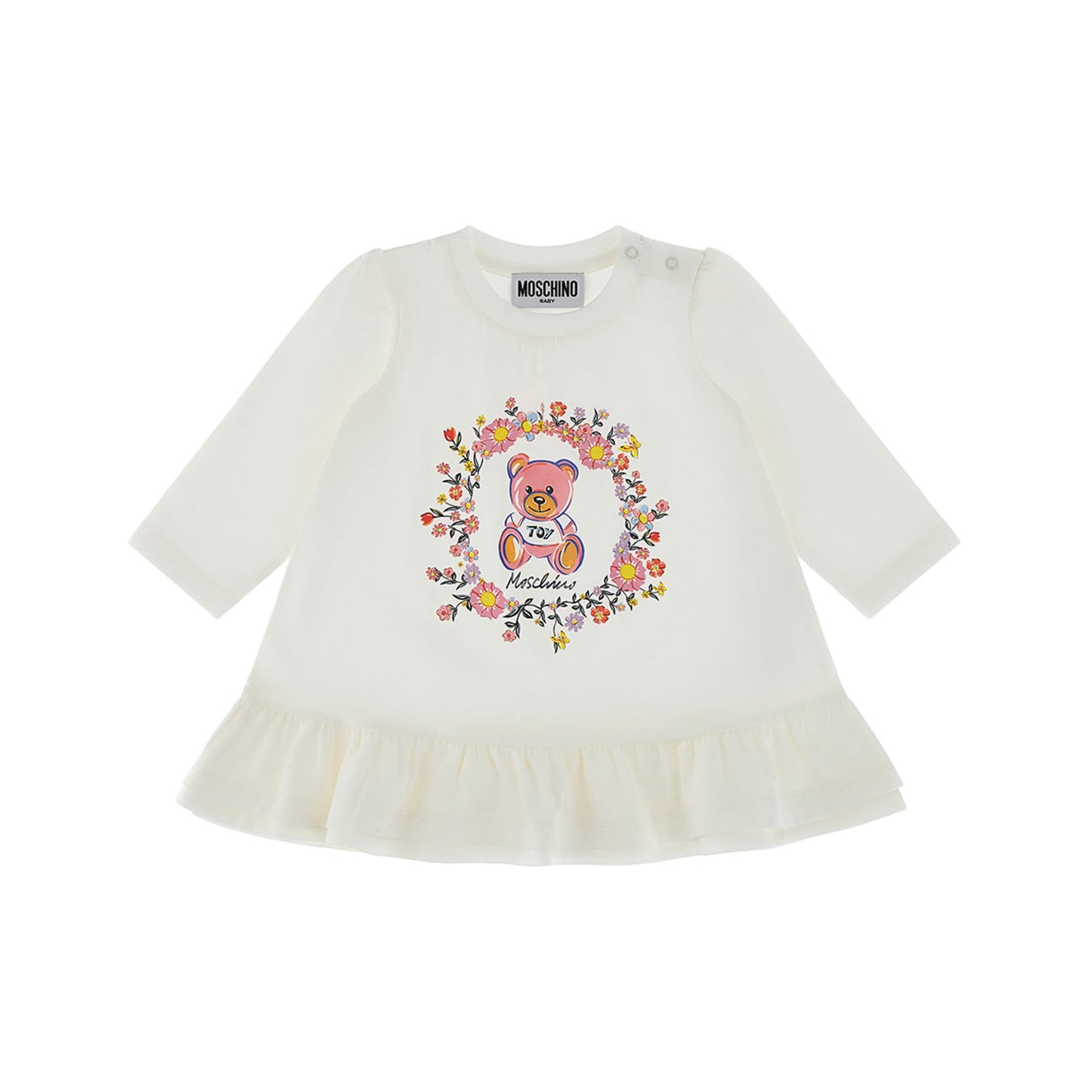 女婴白色印花棉连衣裙