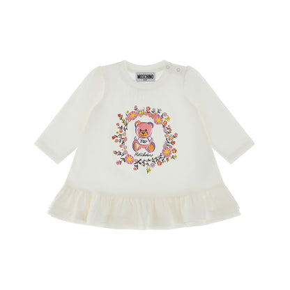 女婴白色印花棉连衣裙