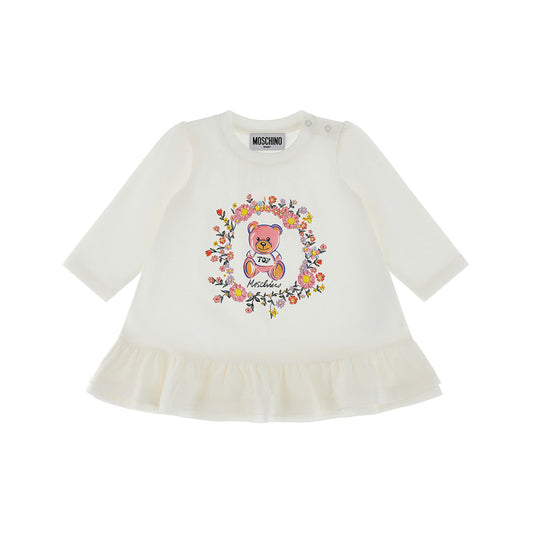 女婴白色印花棉连衣裙