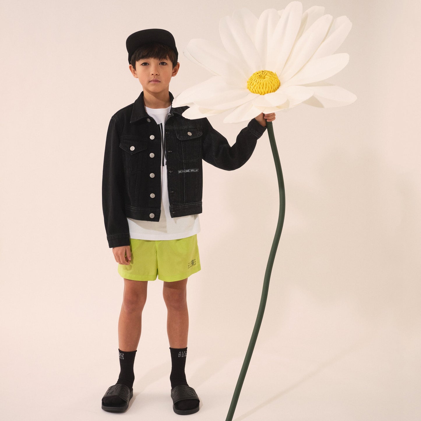 男童绿色Logo泳裤