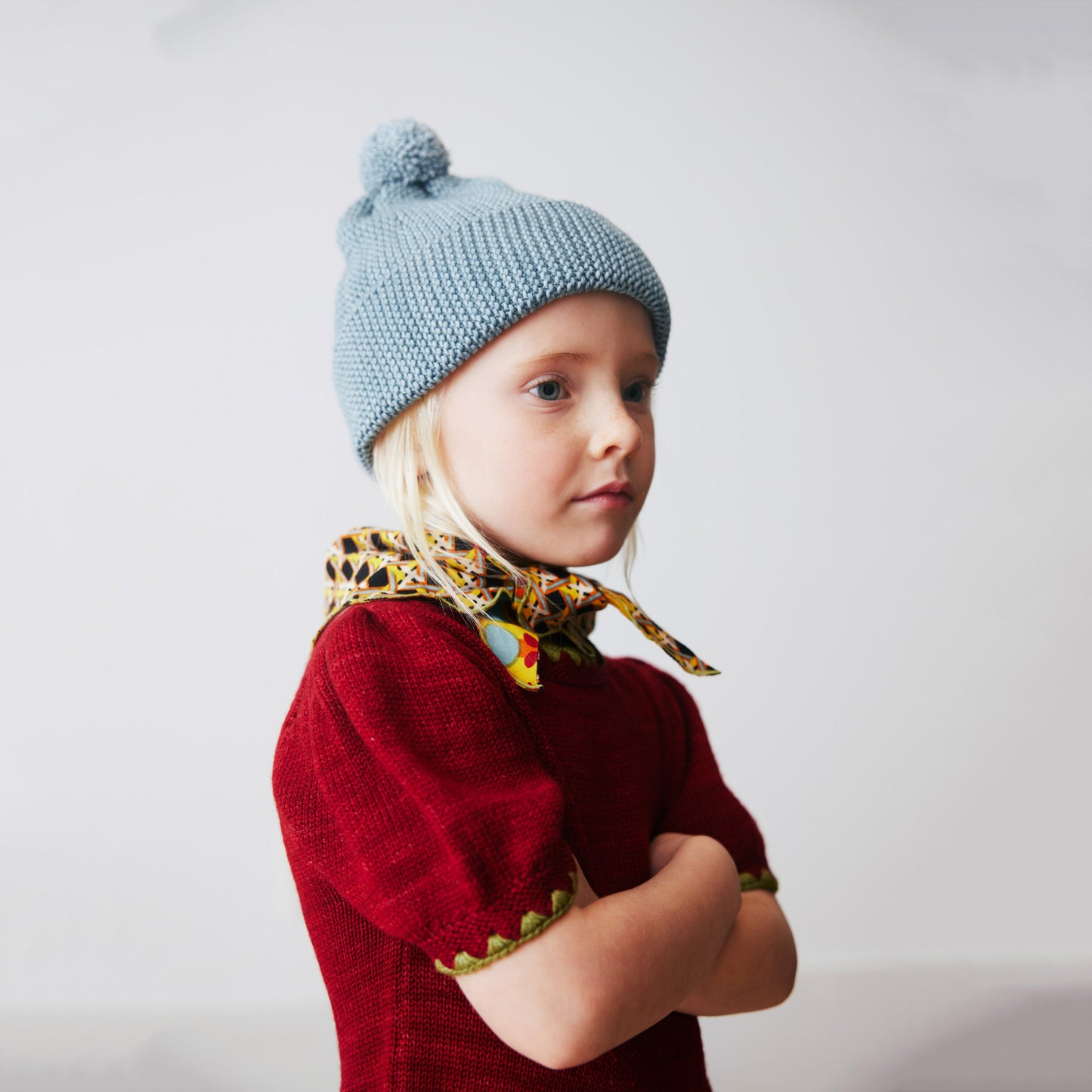 儿童浅蓝色羊毛帽子