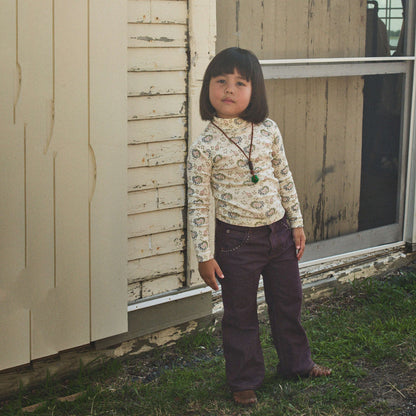 儿童米白色碎花棉高领衫