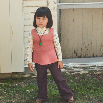 儿童米白色碎花棉高领衫