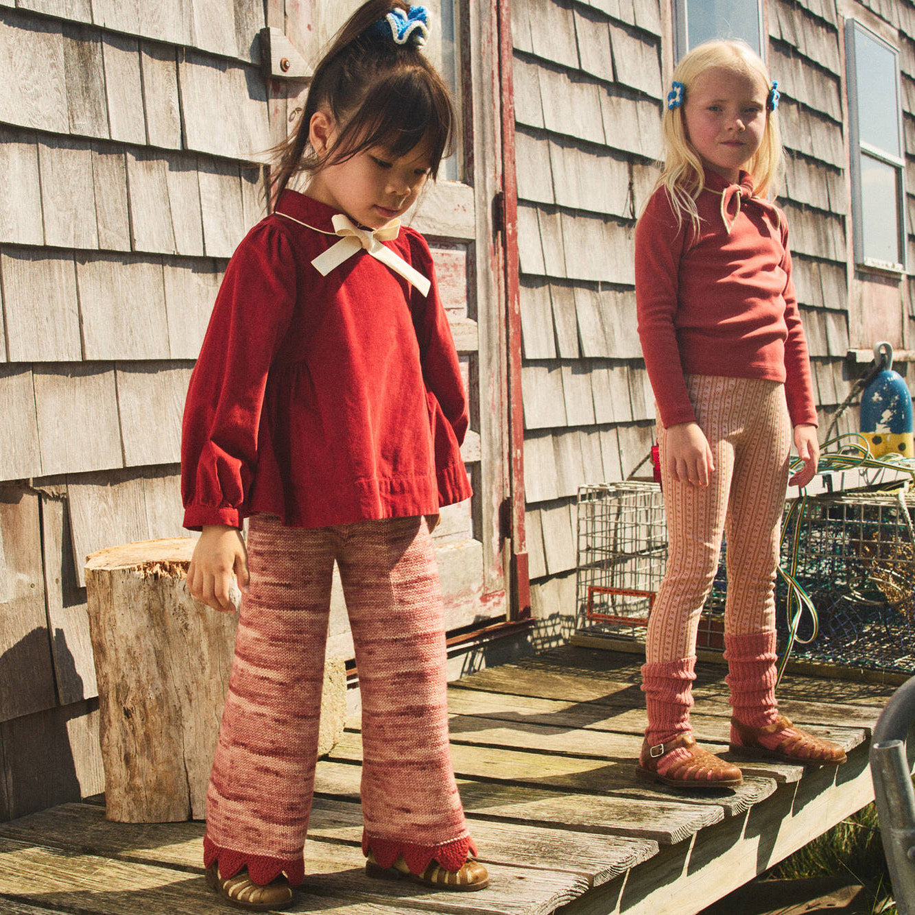 女童红色灯芯绒衬衫