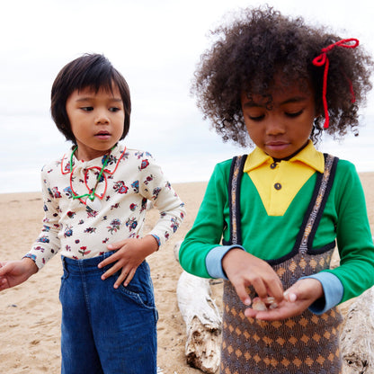 女童白色碎花棉T恤
