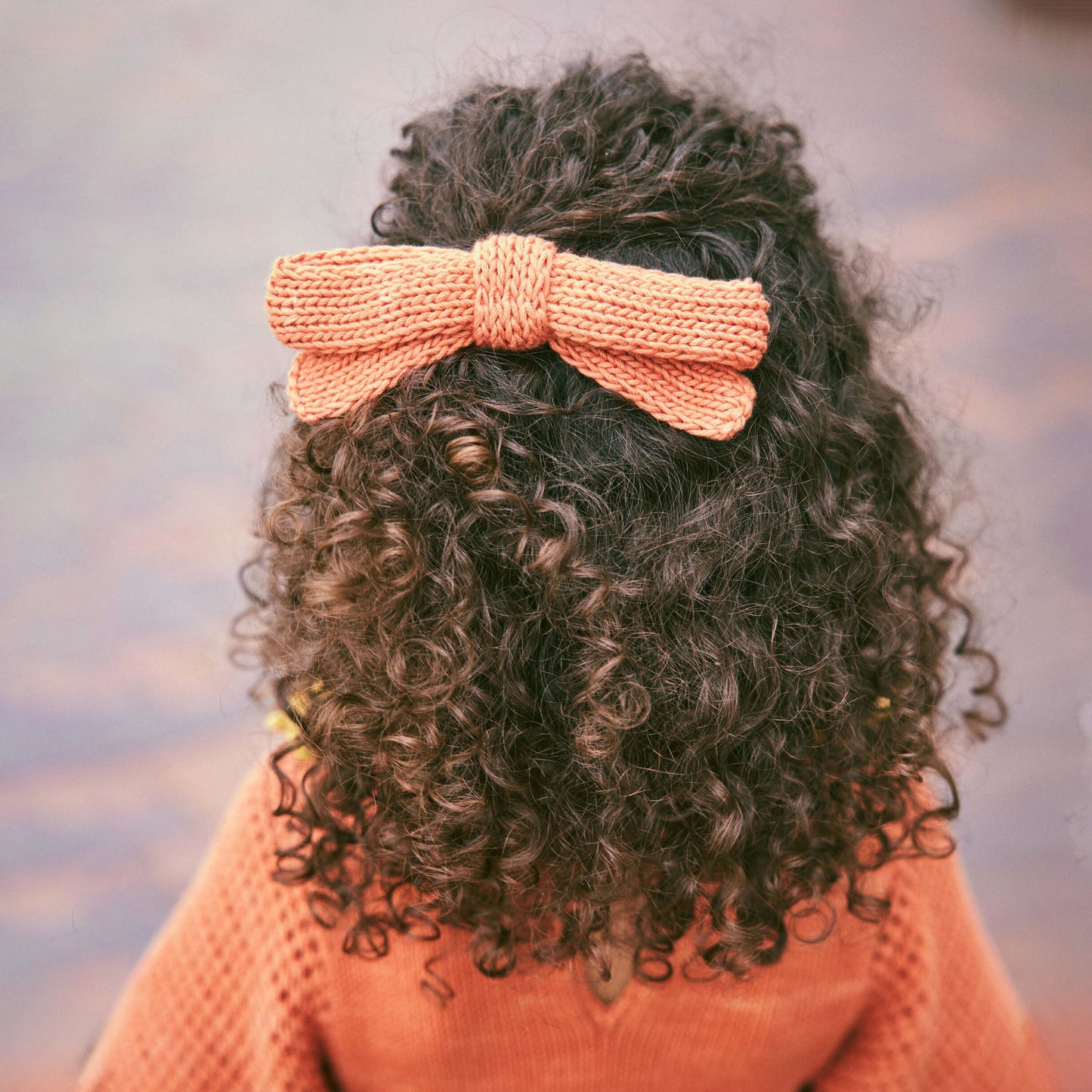 女童橘色蝴蝶结发夹