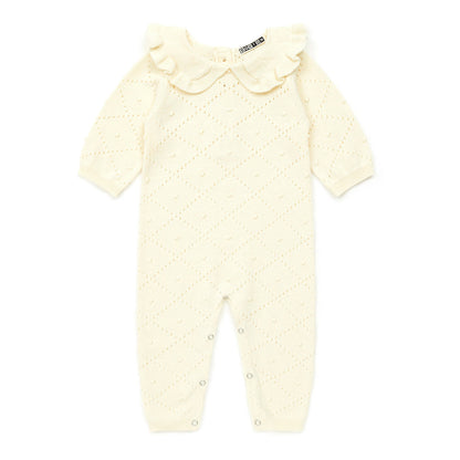 女婴白色棉连体衣
