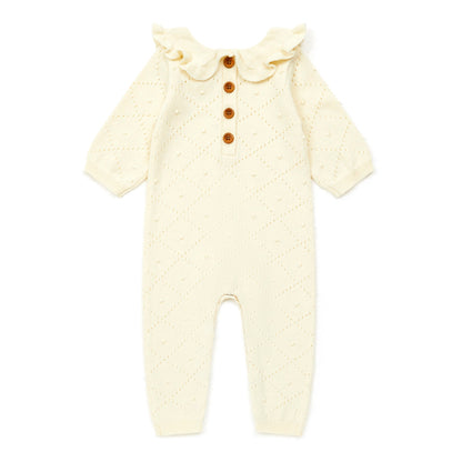 女婴白色棉连体衣