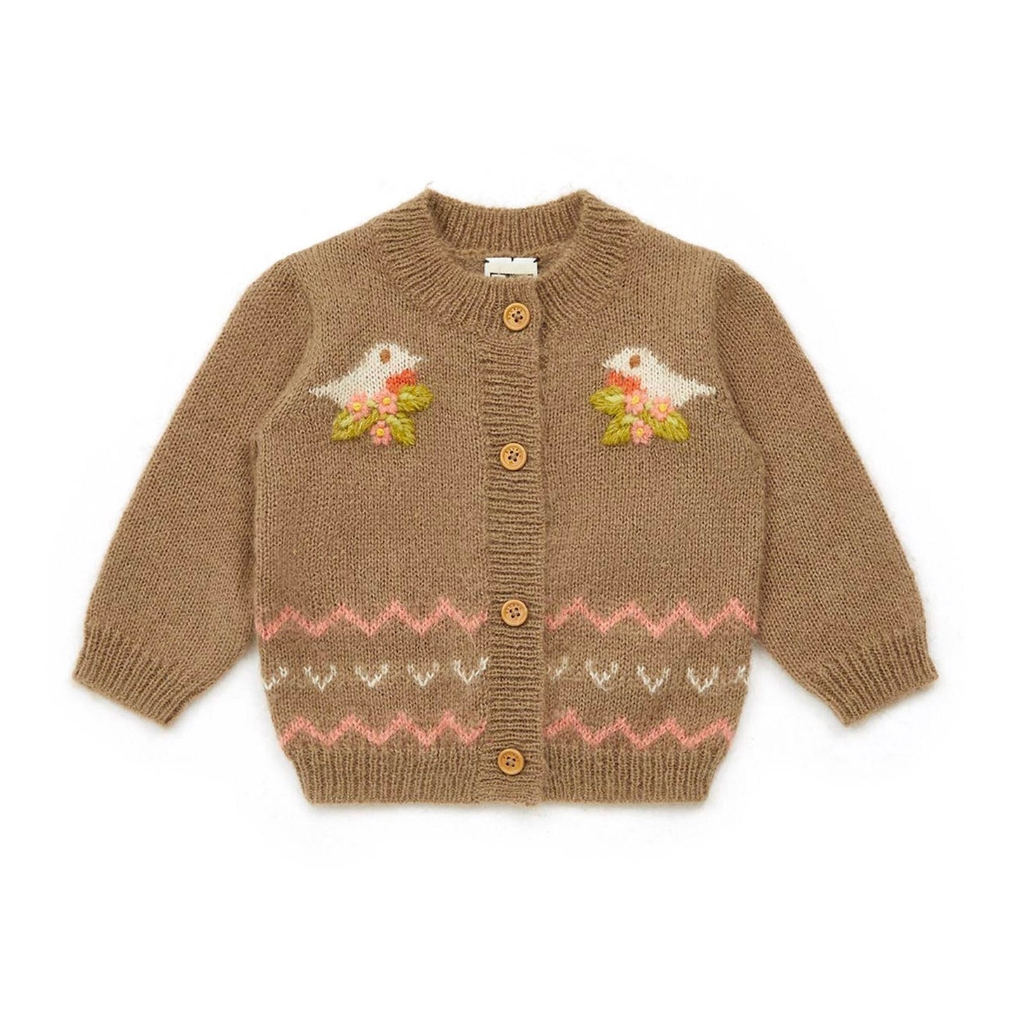 女婴驼色针织开衫