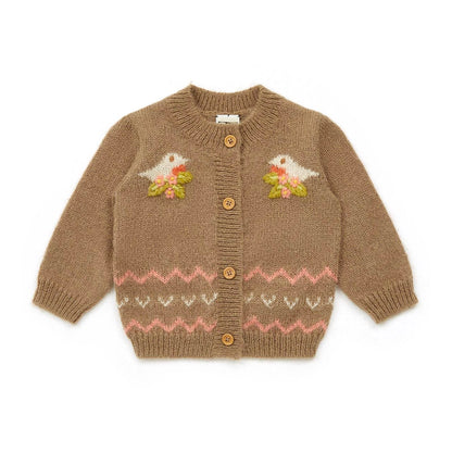 女婴驼色针织开衫