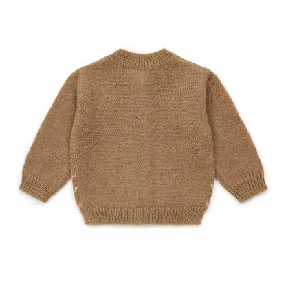女婴驼色针织开衫