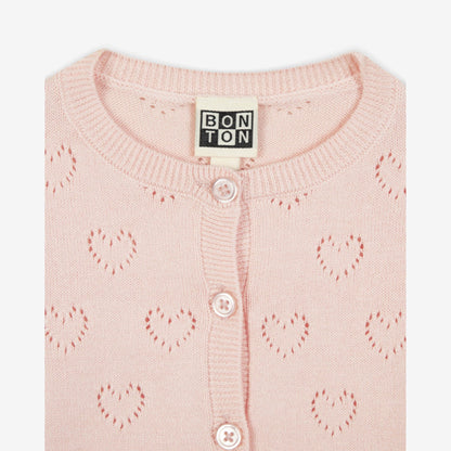 女童粉色棉开衫