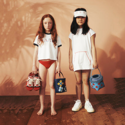 女童白色印花Logo棉T恤