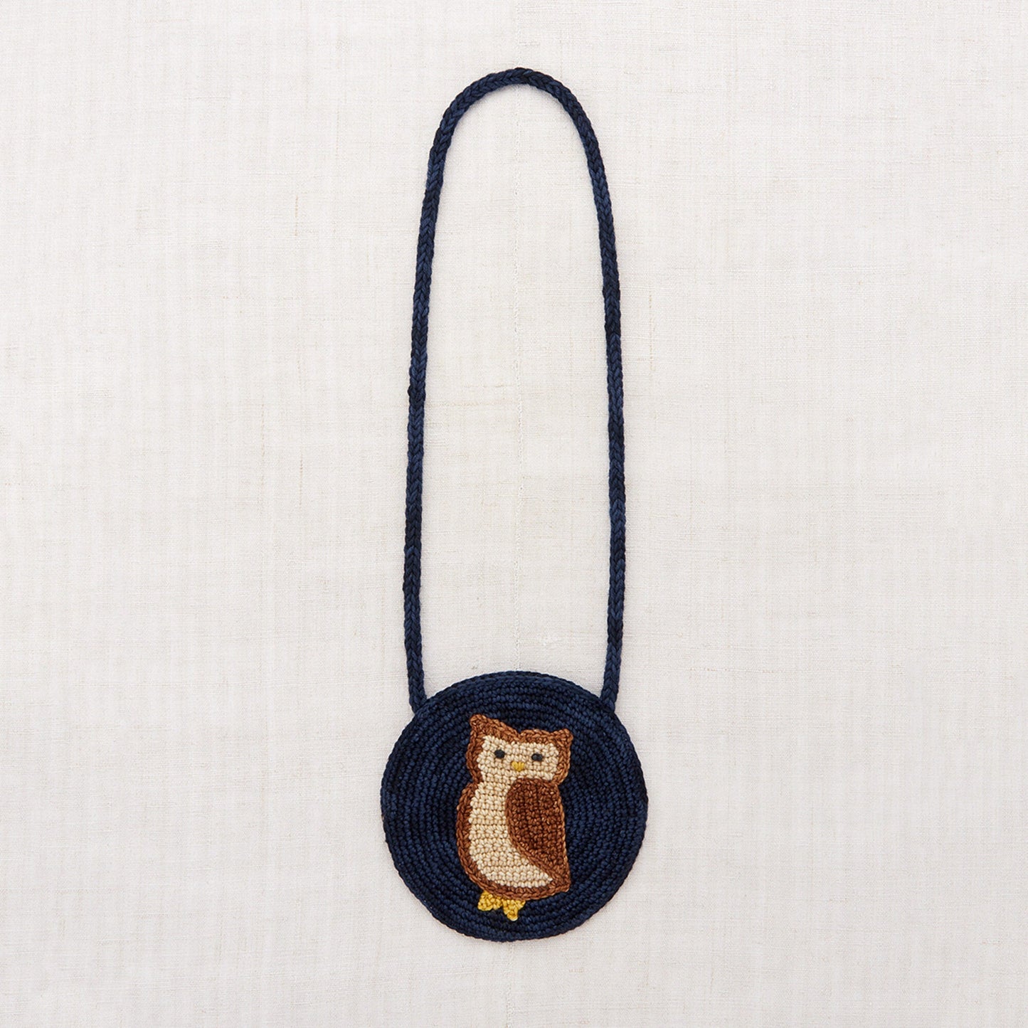 儿童藏青色猫头鹰羊毛单肩包