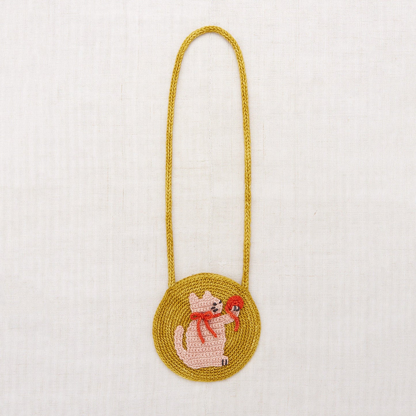 儿童金色猫咪羊毛单肩包