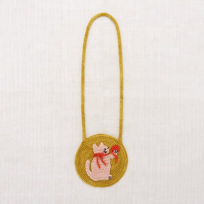 儿童金色猫咪羊毛单肩包