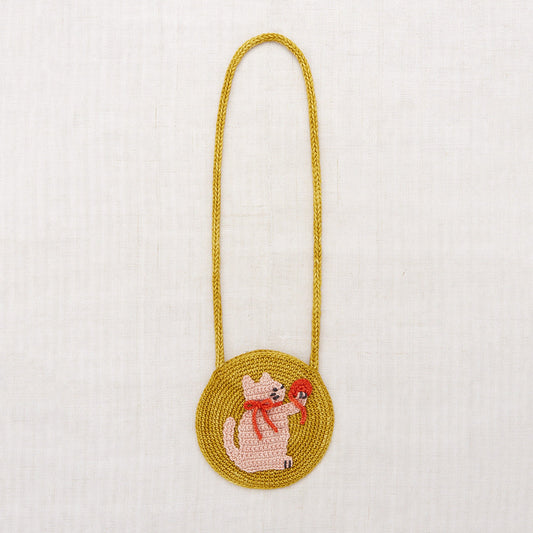 儿童金色猫咪羊毛单肩包