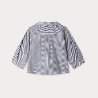 男婴黑色条纹棉衬衫