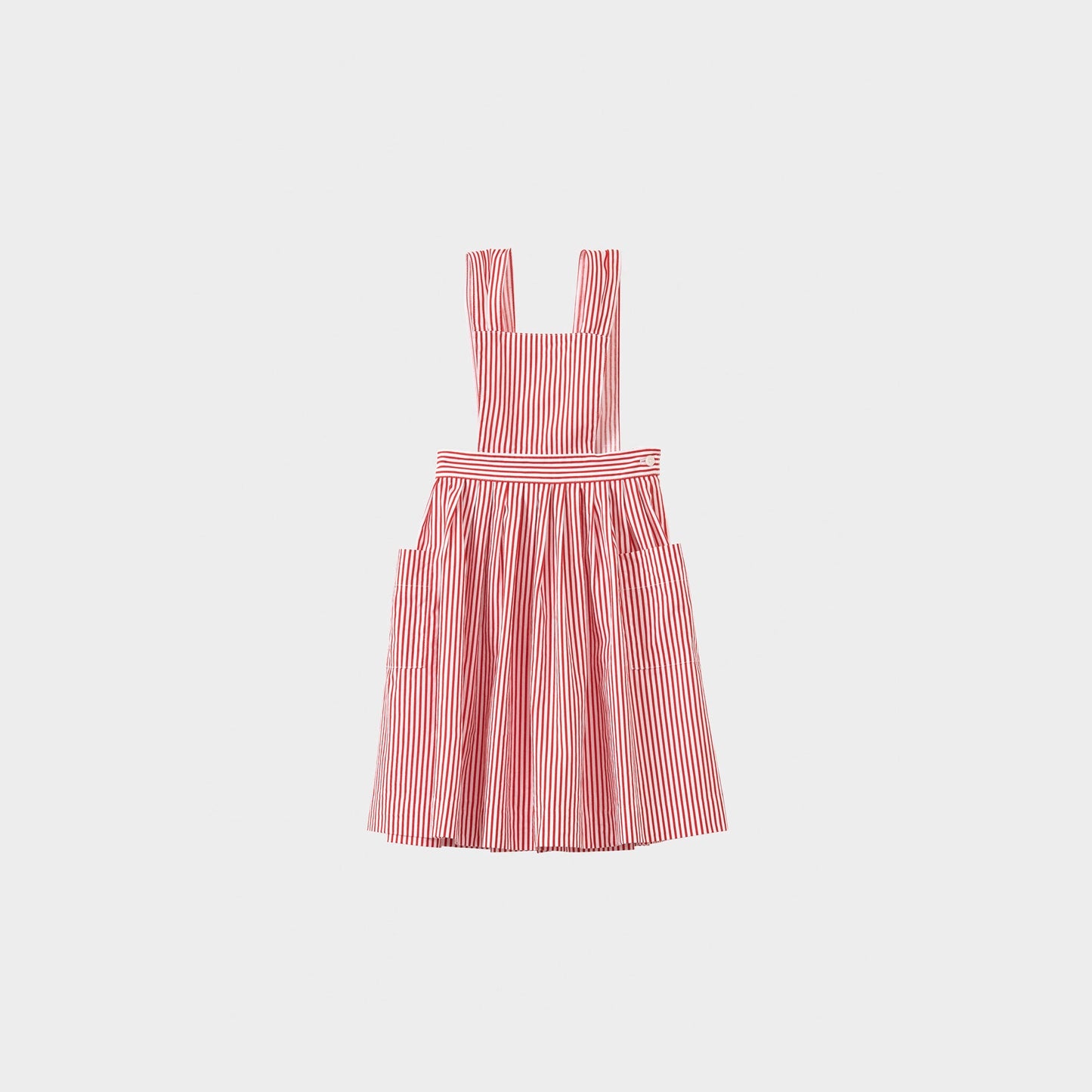 女童红色条纹背带裙